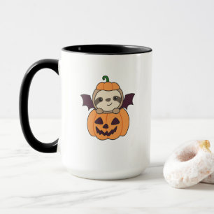 Caneca Sloth Halloween Pumpkin Bat Costume