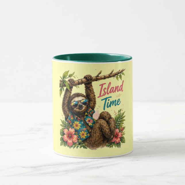 Caneca Sloth Island Time com Corte Escuro (Centro)