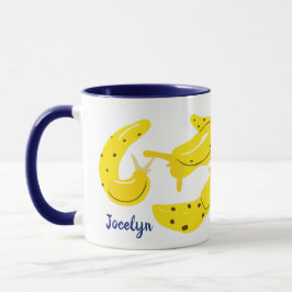 Caneca Slugs de Banana Amarelo Personalizados Ilustrados