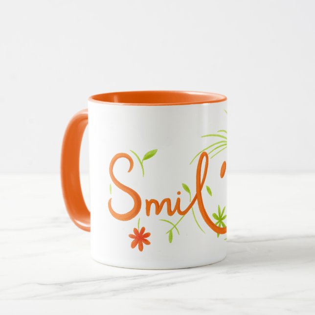 Caneca Smile Brush Style Line Art | Combo Mug (Frente Esquerda)