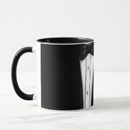 Caneca Smoking Sofisticado de Noivo com Boutonniere de Pe