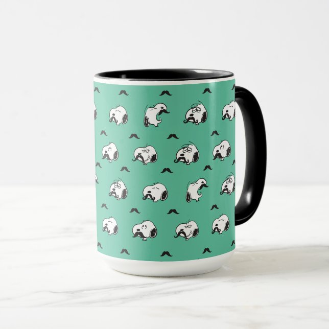 Caneca Snoopy Mustaches & Teal Patterno (Frente Esquerda)