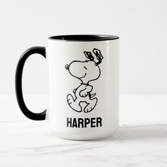 Caneca Snoopy So Sweet Flower Pattern | Adicione seu nome (Esquerda)