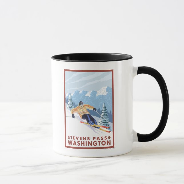 Caneca Snow Skier - Stevens Pass, (Direita)