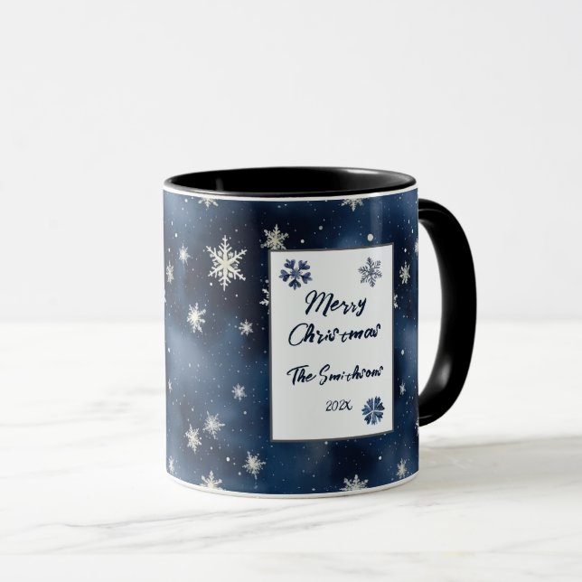 Caneca Snowflakes Night Sky Christmas Mug (Frente Esquerda)