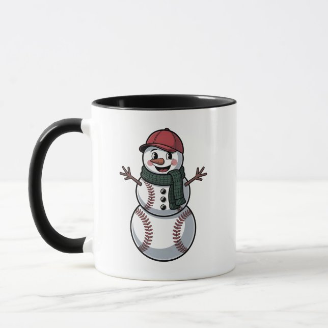 Caneca Snowman Baseball Papais noeis de Natal Baseball Ba (Esquerda)