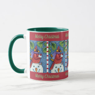 CANECA SNOWMAN BODYGUARD, CHRISTMAS CARDINHEIRO REDBIRD