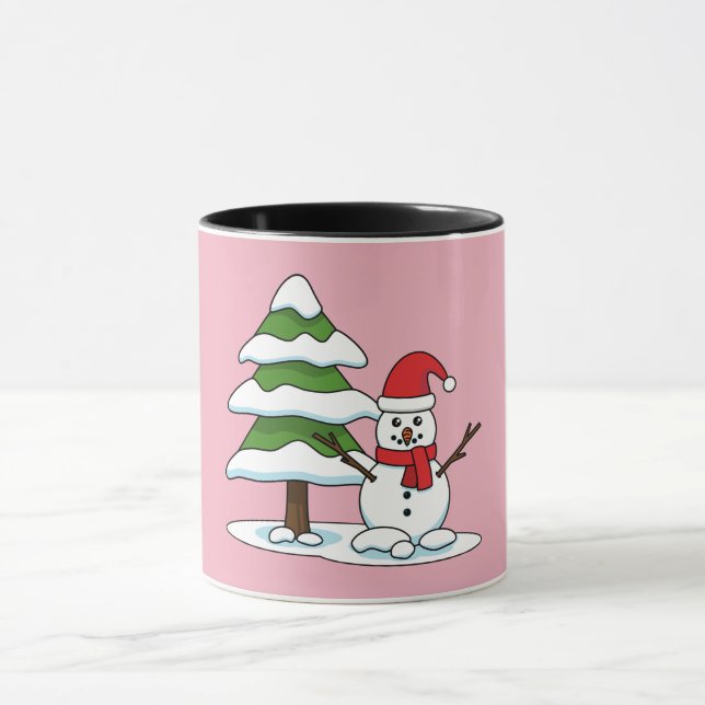 Caneca Snowman com Snowy Pine Tree (Centro)