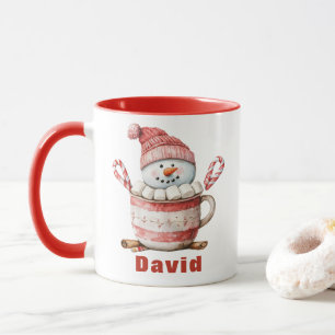 Caneca Snowman Hot Ccoa Candy Candy Candy Marshmallow