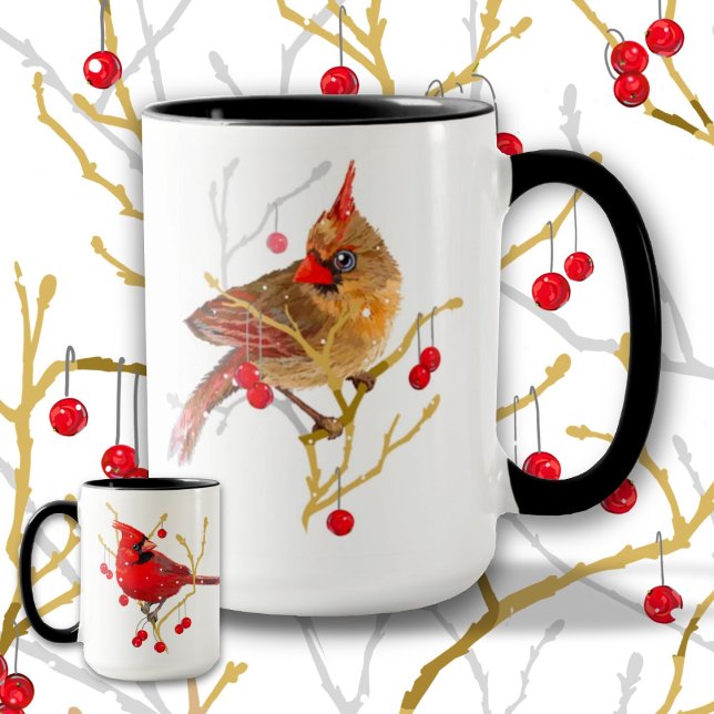 Caneca Snowy Cardinals (Criador carregado)