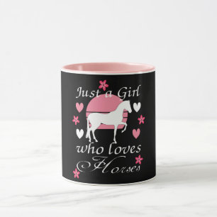 Caneca Só uma garota que ama cavalos em rosa Rosa  