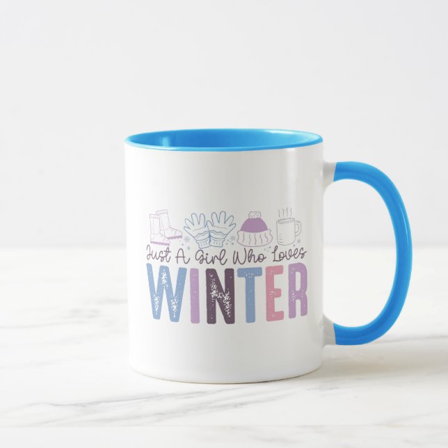 Caneca Só uma garota que ama Design de sazonal de inverno (Direita)