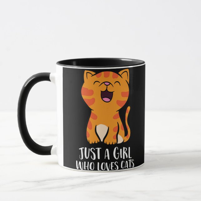 Caneca Só uma garota que ama o pullover de gatos (Esquerda)