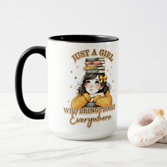 Caneca Só uma garota que traz livros para qualquer lugar (Com Donut)