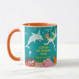 Caneca Sob o mar golfinhos e festas de aniversário de gar