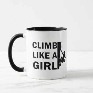 Caneca Sobe como uma mulher escalando rochas