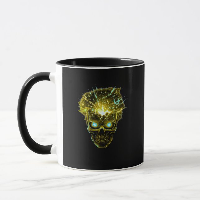 Caneca Sobrecarga Mental | Crânio Explodindo Energia Cósm (Esquerda)