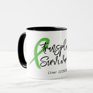 Caneca Sobrevivente de Transplante Fita Verde Moderno Per