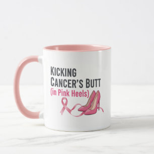 Caneca Sobrevivente Sassy Chutando o Câncer em Saltos Ros