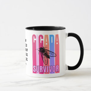 Caneca SOBREVIVOR CICADA Colorida com Texto Personalizado