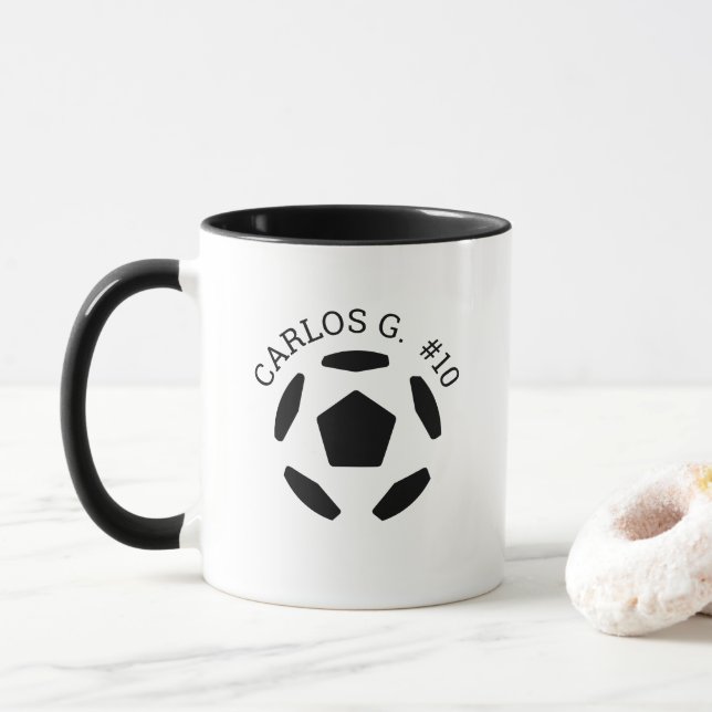 Caneca Soccer Ball Mug com Nome Personalizado (Com Donut)