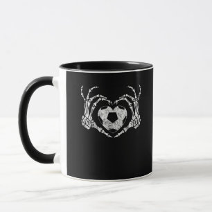 Caneca Soccer Coração Esqueleto Figurino de Halloween