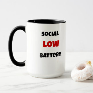 Caneca Social Battery Low Funny Coffee Mug -Black&White
