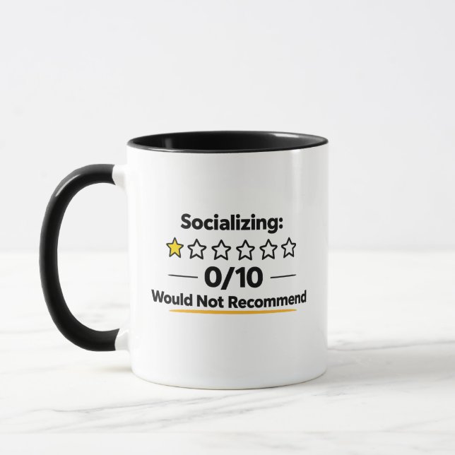 Caneca Socializando 0/10 Não Recomendaria  (Esquerda)