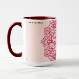 Caneca Soft Pink Heart Mandala Intricate Custom