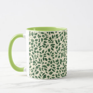Caneca Soft Sage Green Botanical Leaf Foliage Pattern