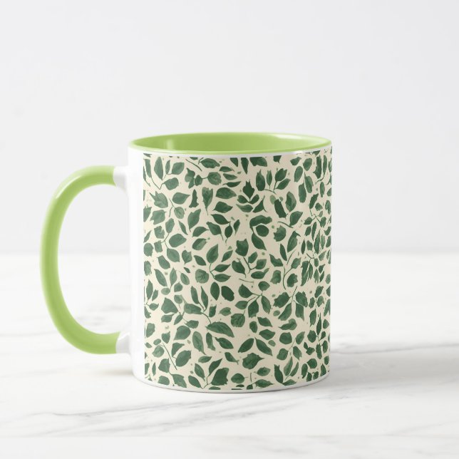 Caneca Soft Sage Green Botanical Leaf Foliage Pattern (Esquerda)