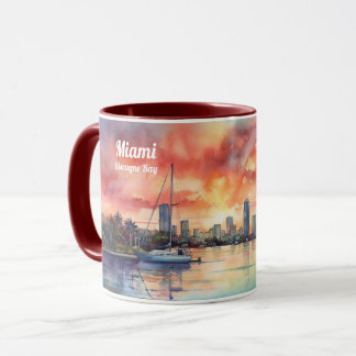 Caneca Sol de aquarela sobre Miami, no Golfo de Biscaia