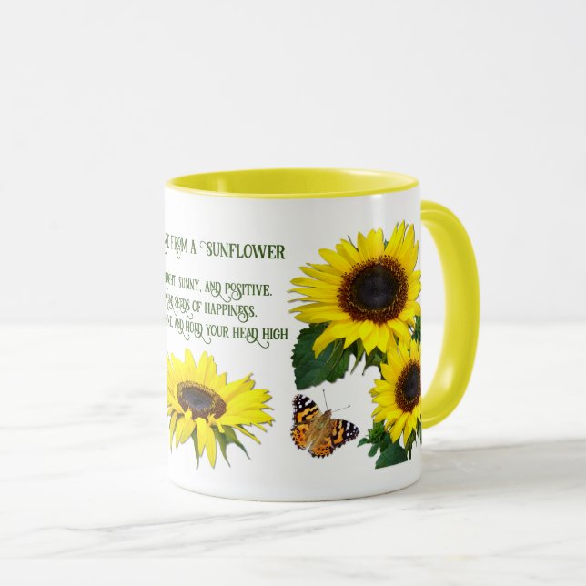 Caneca Sol Sunny Sunflower Inspirational Quotation Mug (Frente Esquerda)