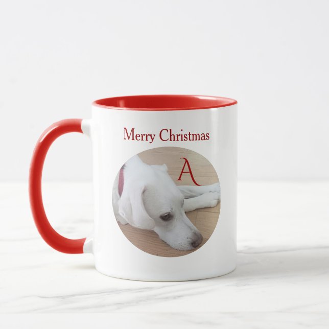 Caneca Solteiro Personalizado Cão Cachorro Inicial Natal  (Esquerda)