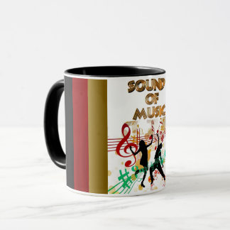Caneca Som de Música Dançando Coloridos Notas de Música M