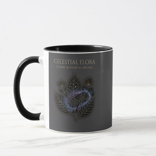 Caneca Sombras Botânicas Cósmicas & Contornos de Plantas  (Esquerda)