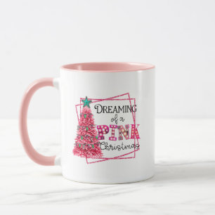 Caneca Sonhando Com Luzes De Marque De Natal Rosa