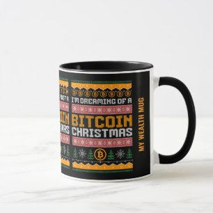 Caneca SONHANDO COM UM NATAL BITCOIN Padrão de Falso Tric