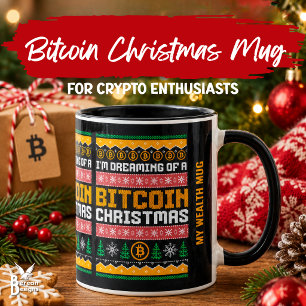 Caneca SONHANDO COM UM NATAL BITCOIN Padrão de Falso Tric