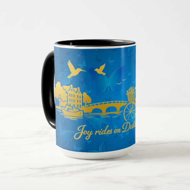 Caneca Sonho Minimalista Romântico Flutuante de Amsterdã  (Frente Esquerda)