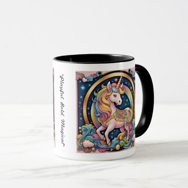 Caneca "Sonhos Mágicos de Arco-Íris" (Frente Esquerda)