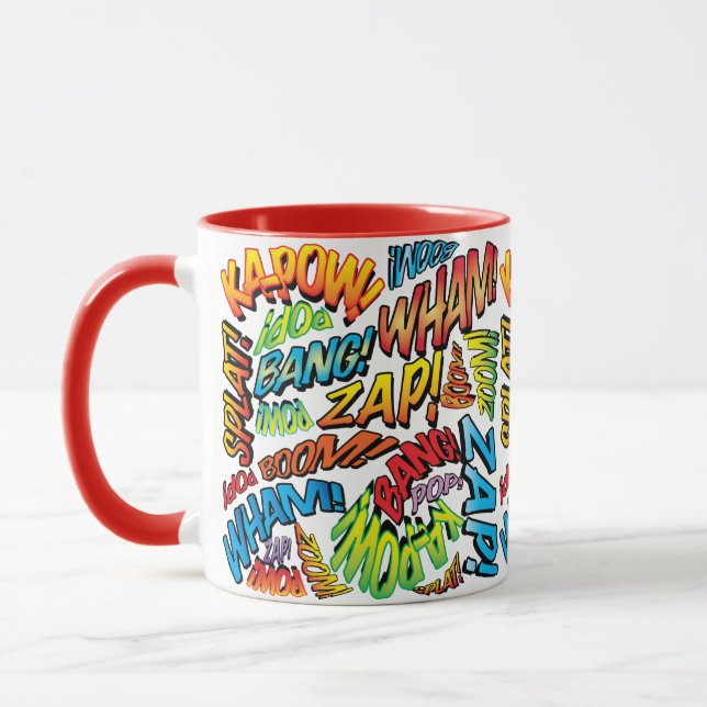 Caneca Sons divertidos de histórias em quadrinhos retrô e (Esquerda)