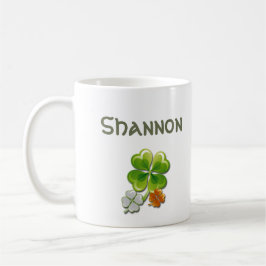 Caneca Sorte dos irlandeses. Tricolor Shamrocks Nome Pers