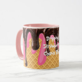 Caneca Sorvete,Delícia de Chocolate Morango Derramando