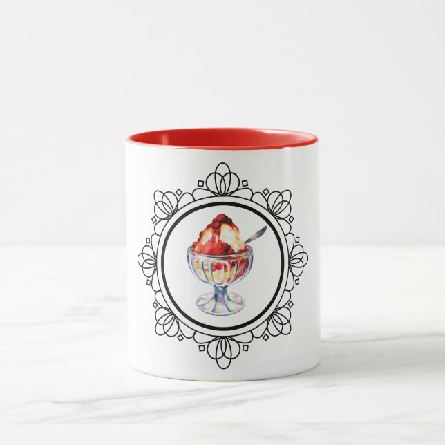 Caneca Sorvete Vintage sundae vermelho branco (Centro)