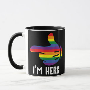 Caneca Sou o Casal Lésbica Arco-Íris Engraçado Orgulho LG