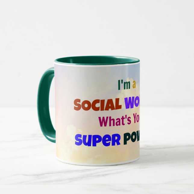 Caneca Sou um Trabalhador Social. Qual é o seu super pode (Frente Esquerda)