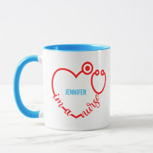 Caneca Sou uma enfermeira Stethoscope, costume de coração