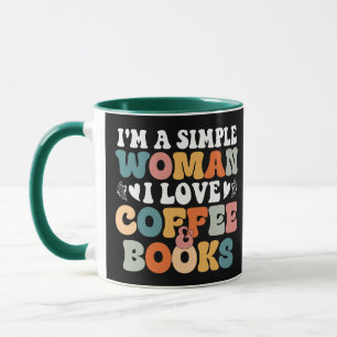 Caneca Sou uma mulher simples que adoro café e livros