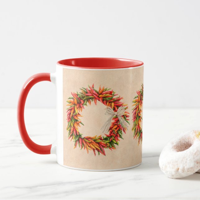 Caneca Southwest Colorful Festive Chile Ristra Wreath  (Com Donut)